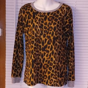 Crescent Drive Leopard Long Sleeve Knit Loungewear Top - New Listing